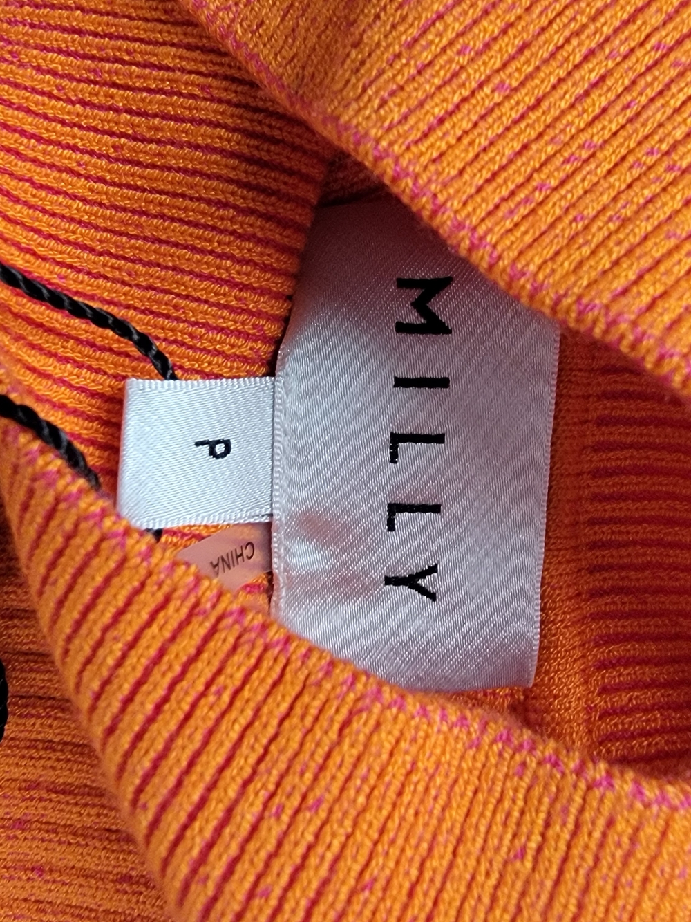 Milly Orange And Pink Ribbed Mock Neck Sleeveless Sweater Tank - Picture 9 of 11